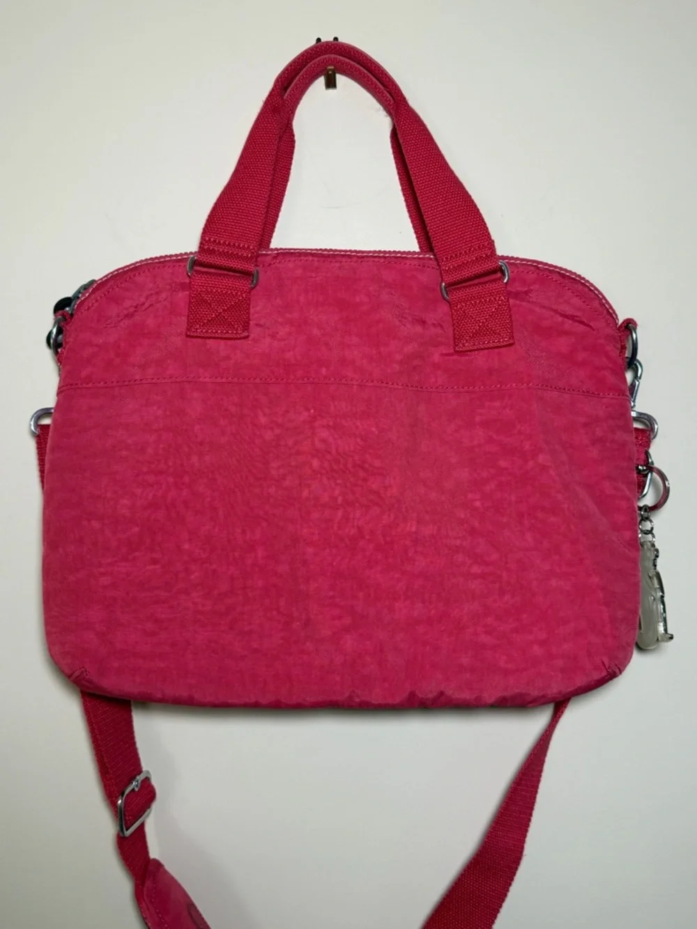 Kipling Digifly Laptop Bag 15” Red Nylon Crossbody Satchel Monkey Keychain